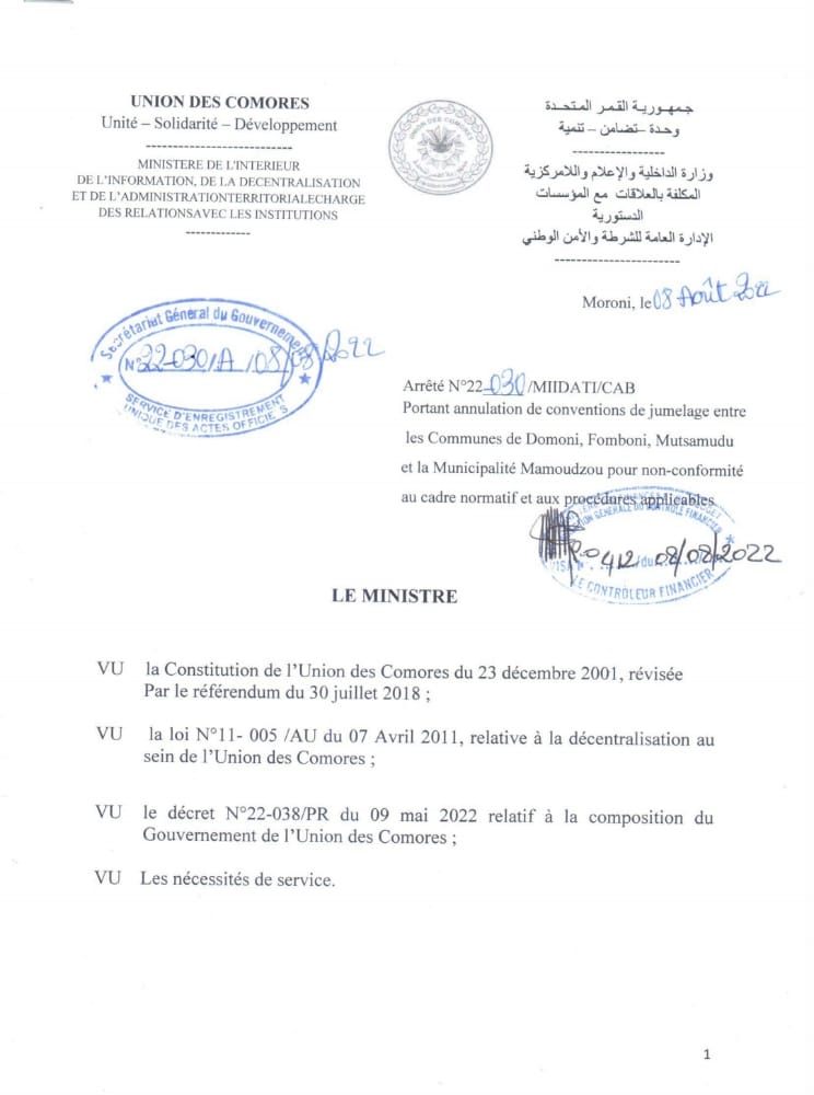 image Coopération décentralisée : Les jumelages avec Mamoudzou annulés