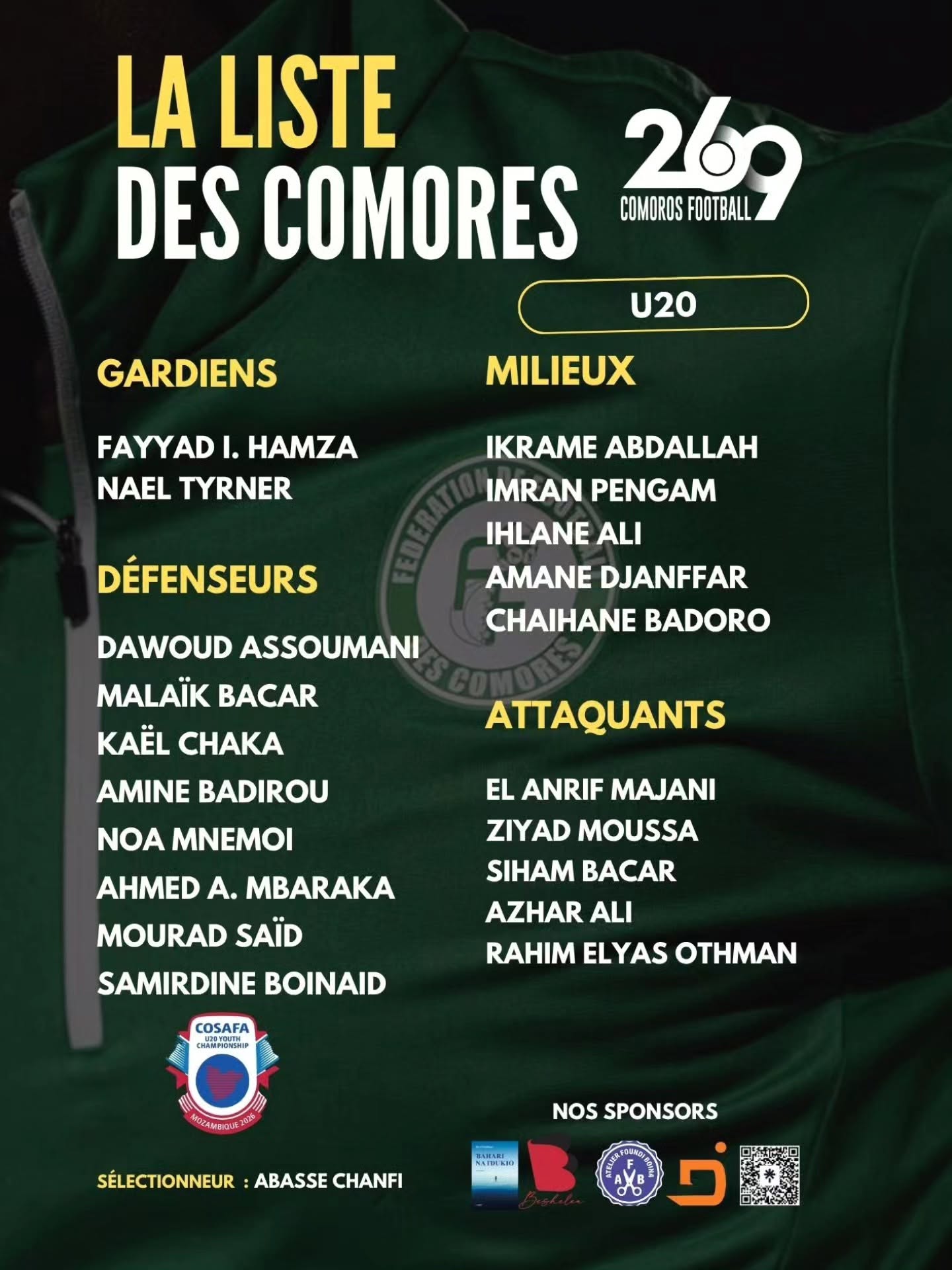 image Cœlacanthes U20 : Une liste équilibrée de 20 joueurs