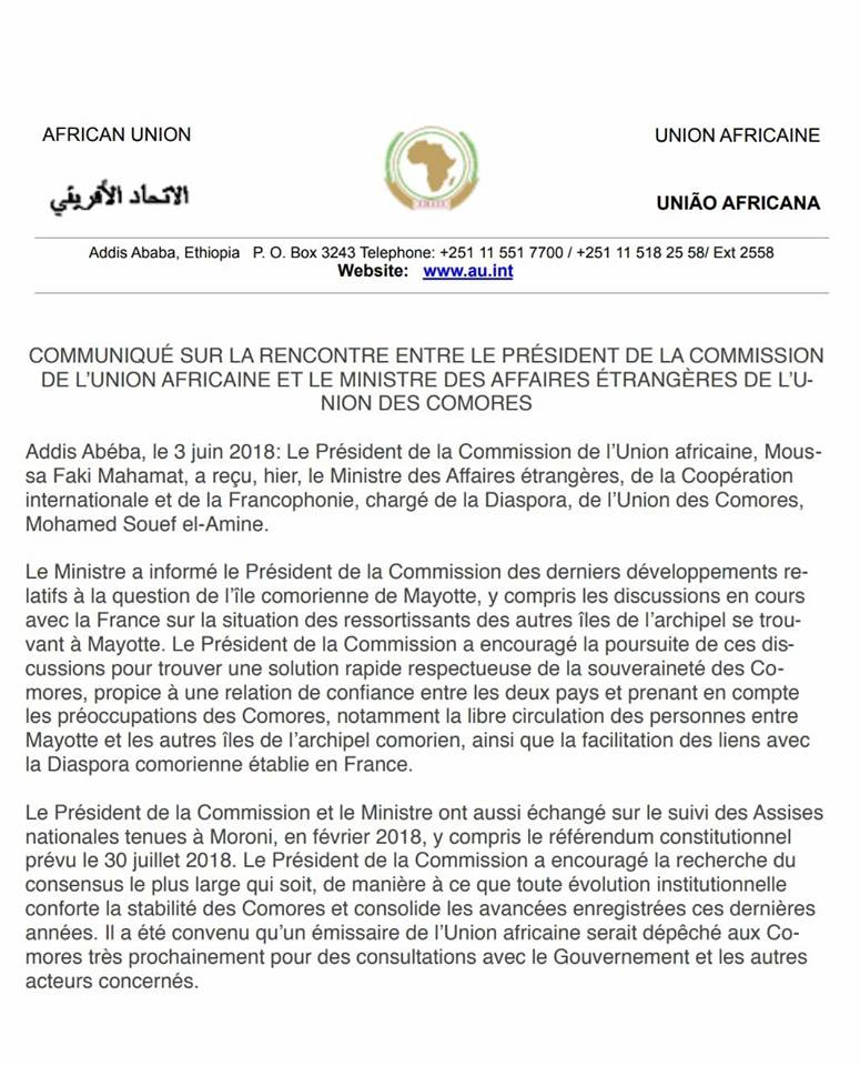 image Referendum constitutionnel / L'UA appelle à un large consensus