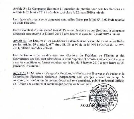 Double scrutin présidentiel et des gouverneurs / Ouverture de la campagne du 1er tour le 20 février 2019