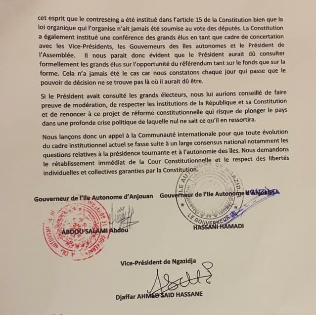 Référendum constitutionnel / Un vice-président et deux gouverneurs interpellent la Communauté internationale